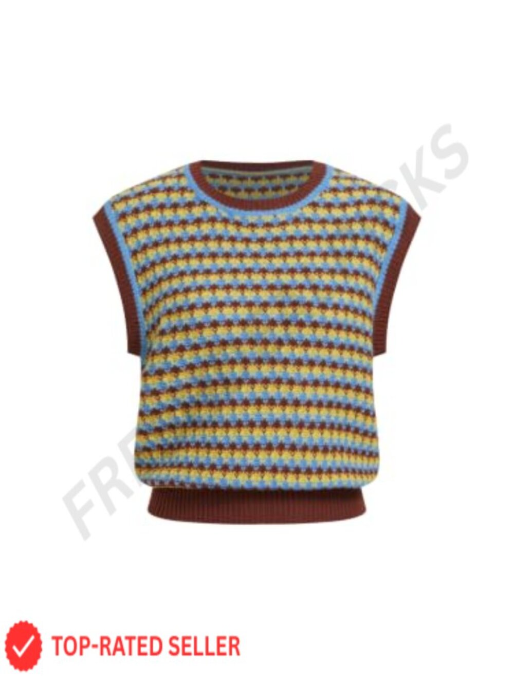 Cropped Sleeveless Sweater Vest Geometric Knit Trendy Fall Layering